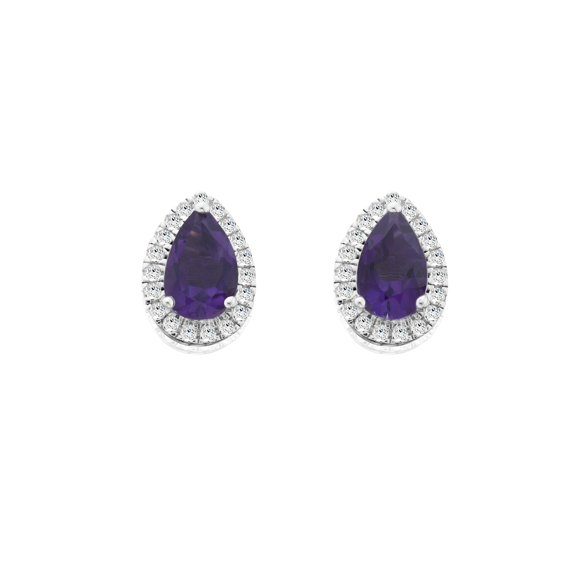 Sterling Silver Genuine Amethyst and White Topaz Earrings