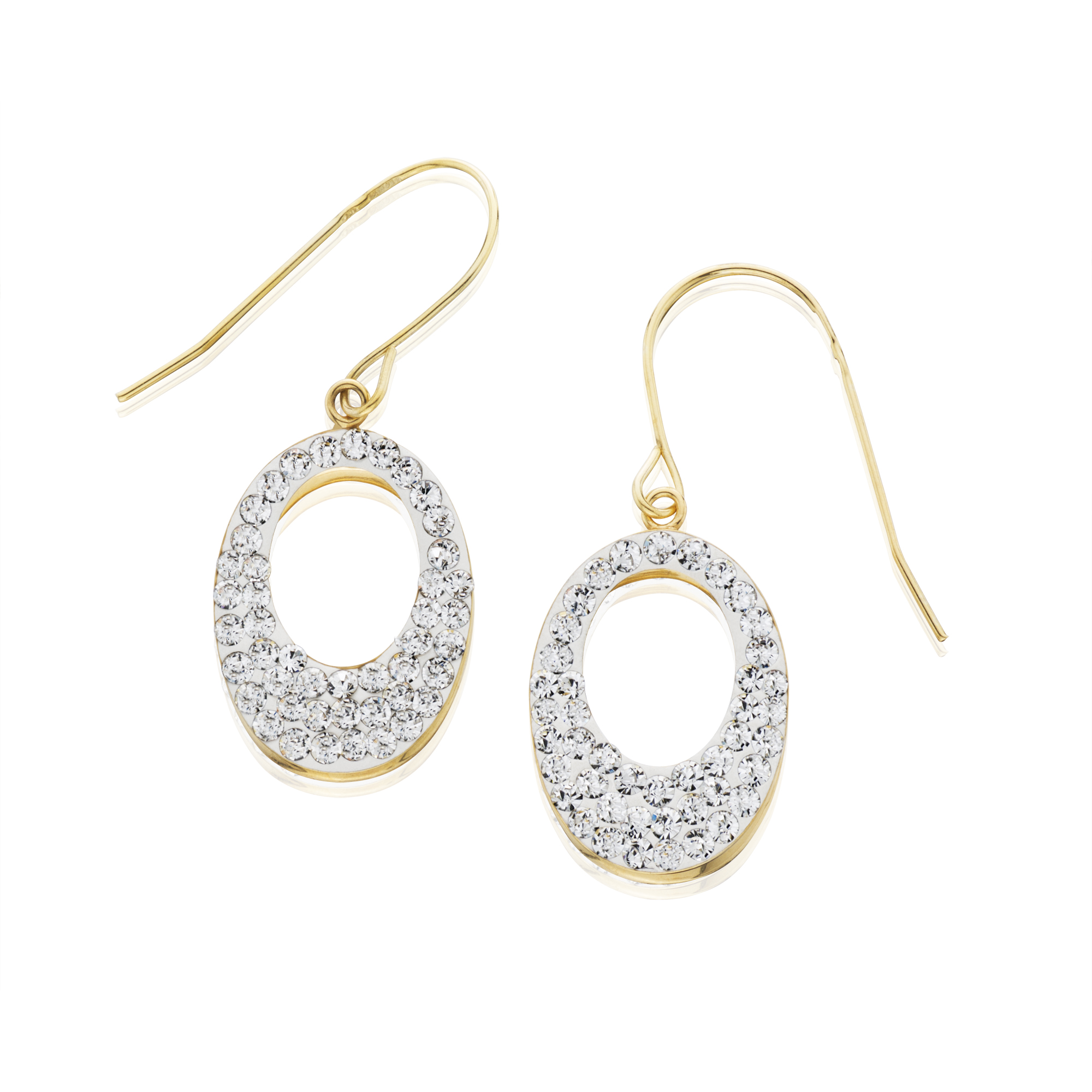 10K Yellow Gold Dangle Crystal Earrings