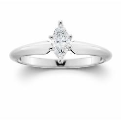 10K White Gold 1/4 CTTW Certified Diamond Marquise Solitaire Ring - Size 7