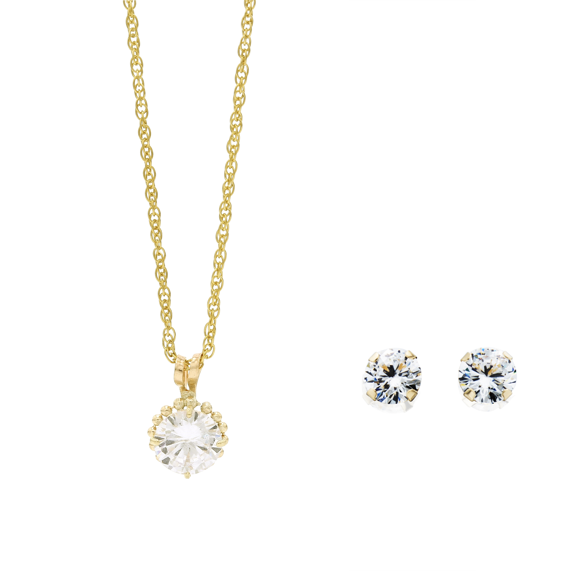 10K Yellow Gold 2 Piece Pendant and Earring Set