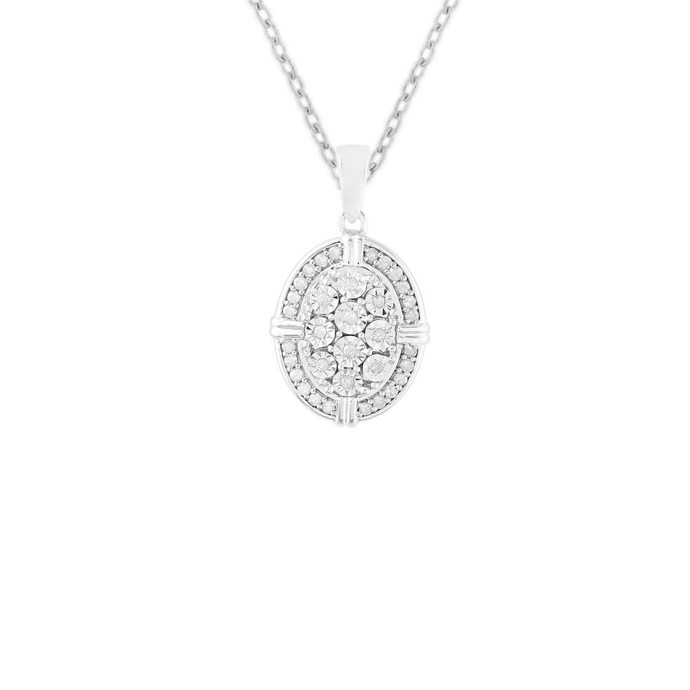 1/2Cttw. Diamond 3 Piece Pendant Earring & Ring Round Set Sterling Silver