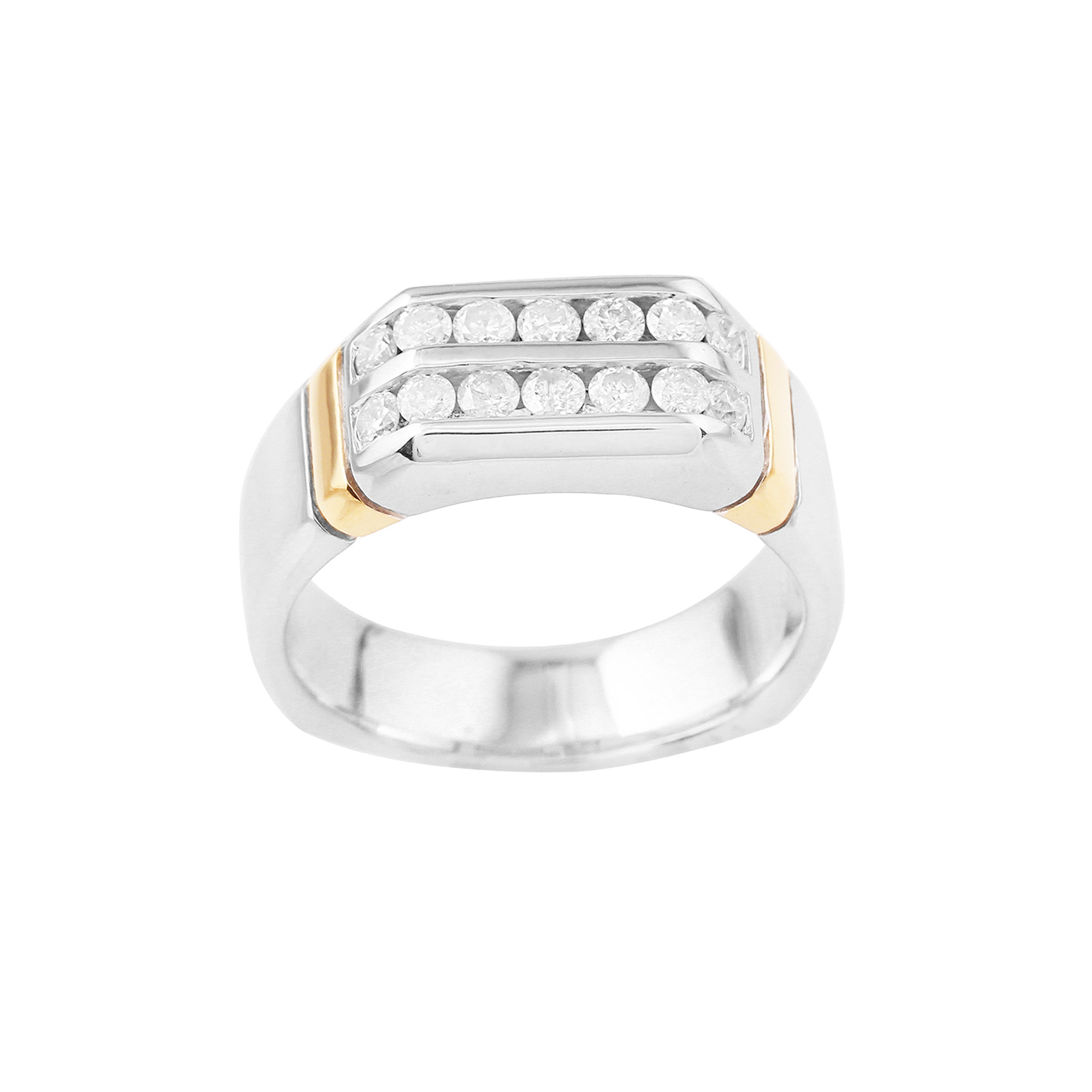 3/4CTTW Diamond Mens Two Tone Silver Ring