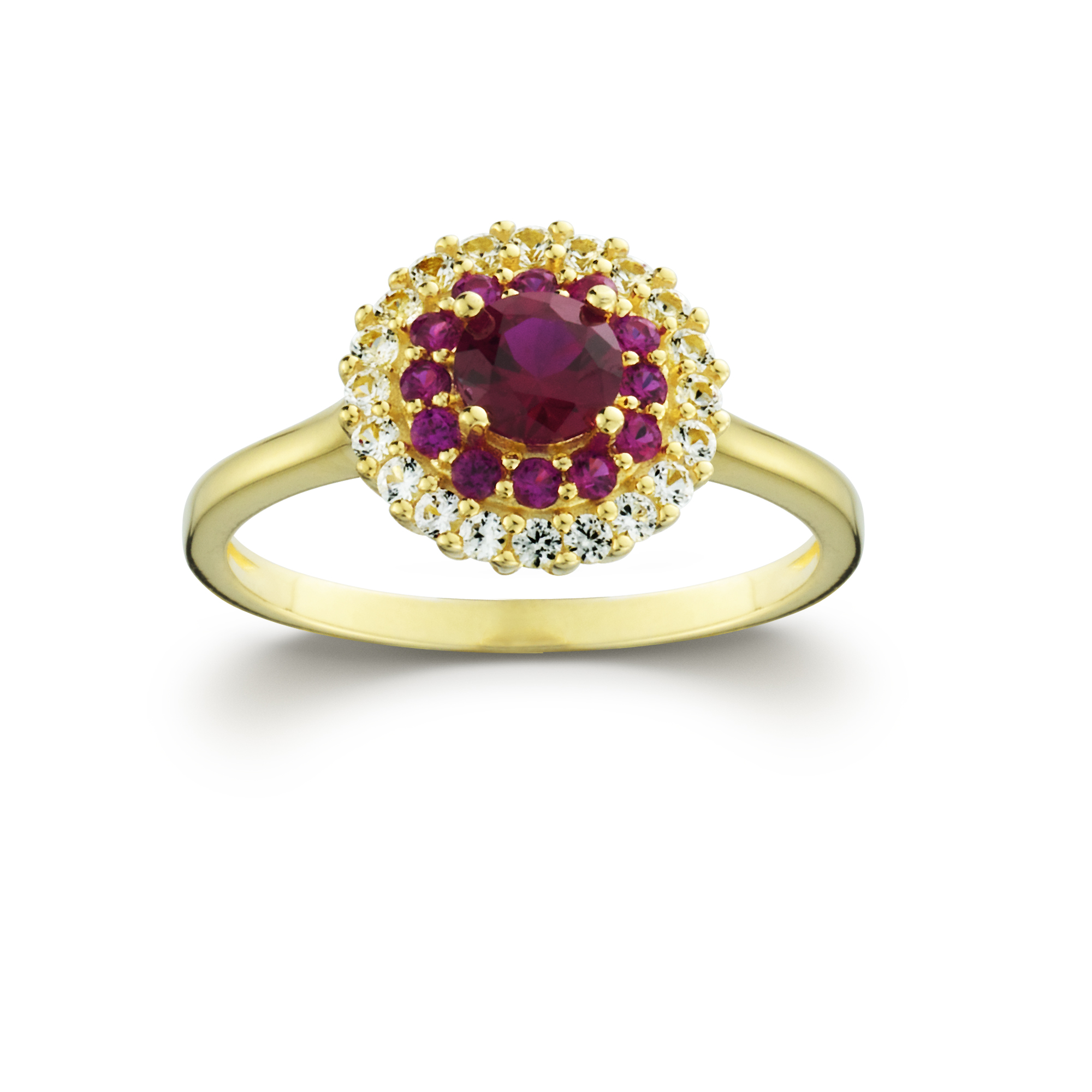 Gold over Silver Flower Created Ruby Ring