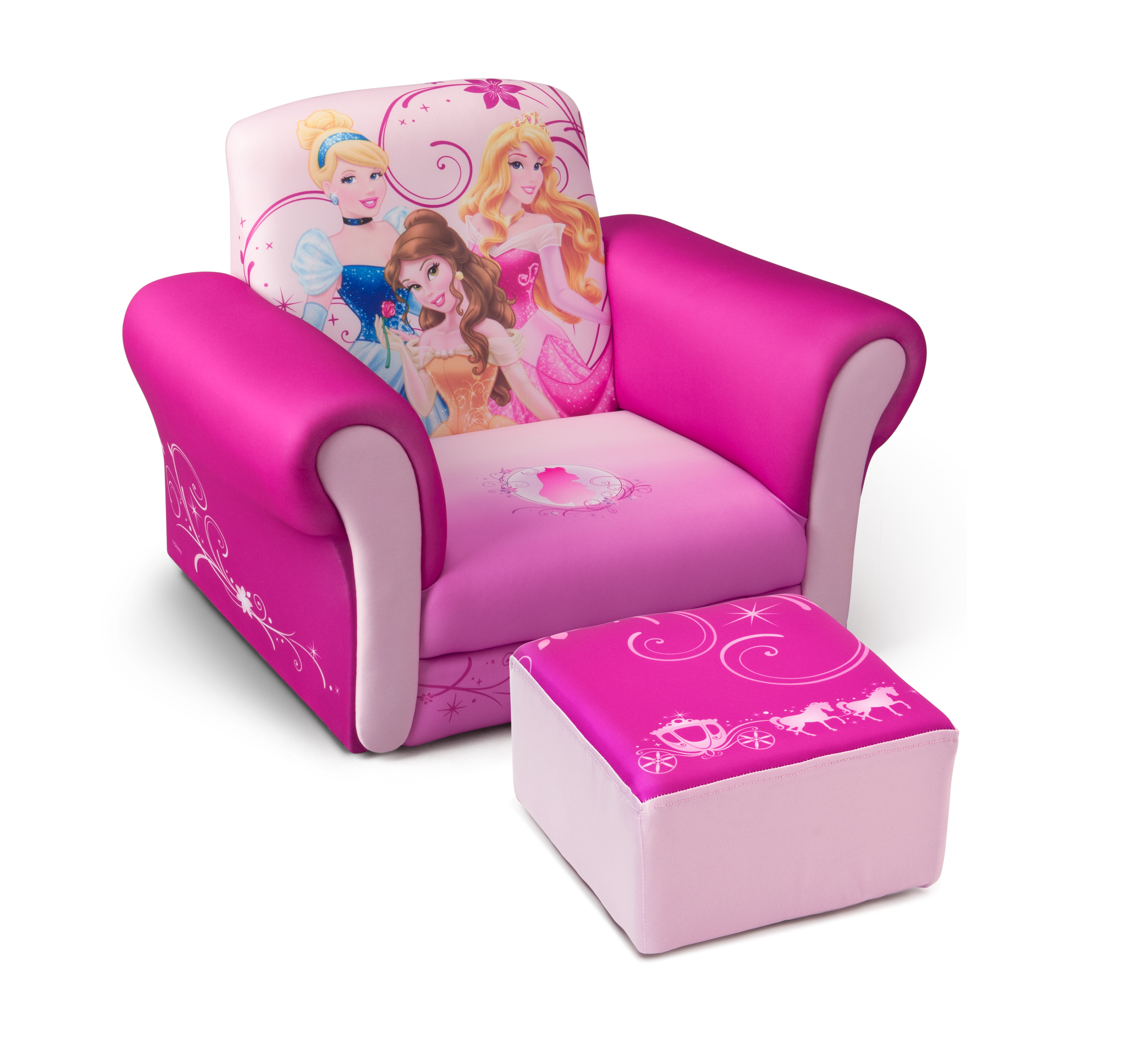 Delta Children Disney Princess Upholstered Chair with Ottoman