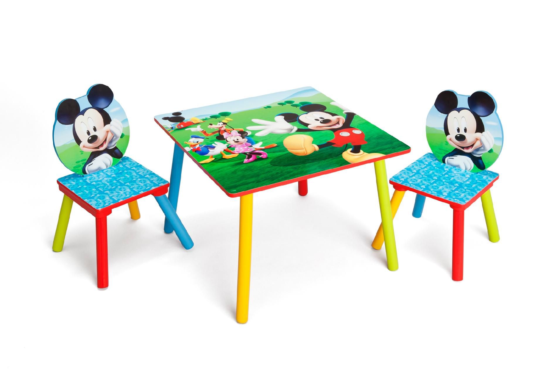 Folding Childrens Table /& Chair Set Mickey Mouse Activity Table Sets Includes 2 Kid Chairs with Non Skid Rubber Feet /& Padded Seats Sturdy Metal Construction