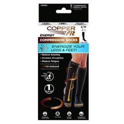 As Seen On TV Copper Fit Energy Black Compression Socks 1 pk