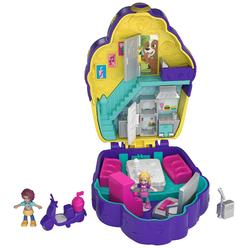 Polly Pocket Playset, Travel Toy with 2 Micro Dolls & Surprise Accessories, Pocket World Cupcake Compact, Food Toy
