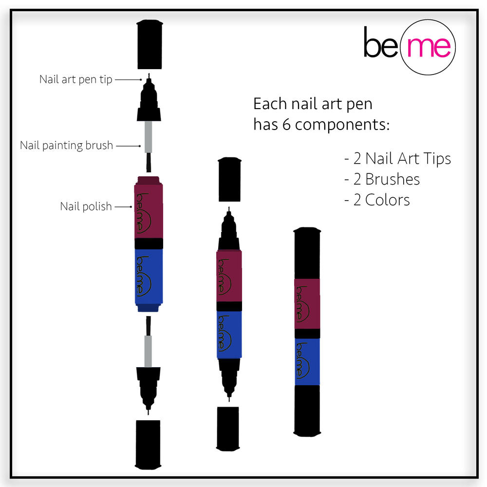 Beme  Nail Art Pens Breezy Color Collection  4 pens  8 colors