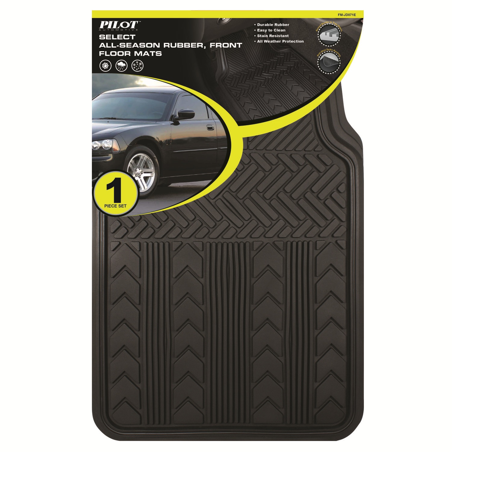Pilot Automotive All Weather Front 1 Pc Rubber Floor Mat