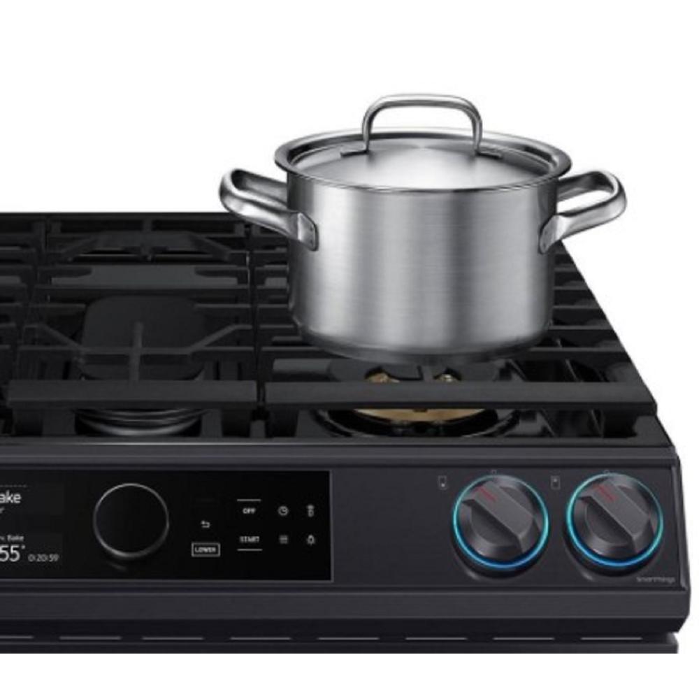 Samsung NX60T8751SG/AA 30" 6.0 cu.ft. Black Stainless Steel Slide-In Gas Range with 5 Burners and Air Fryer