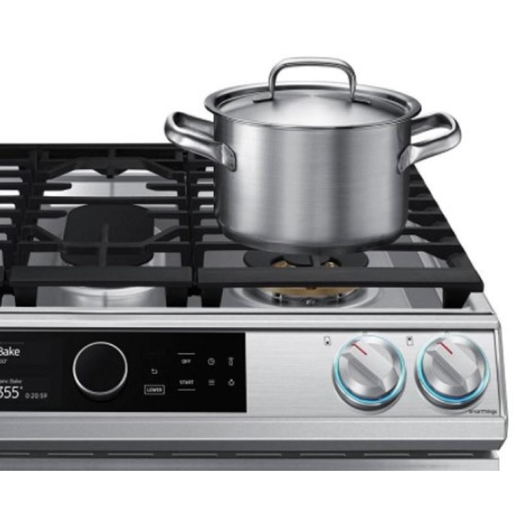 Samsung NX60T8711SS/AA 30" 6.0 cu.ft. Stainless Steel Slide-In Gas Range with 5 Burners and Air Fryer