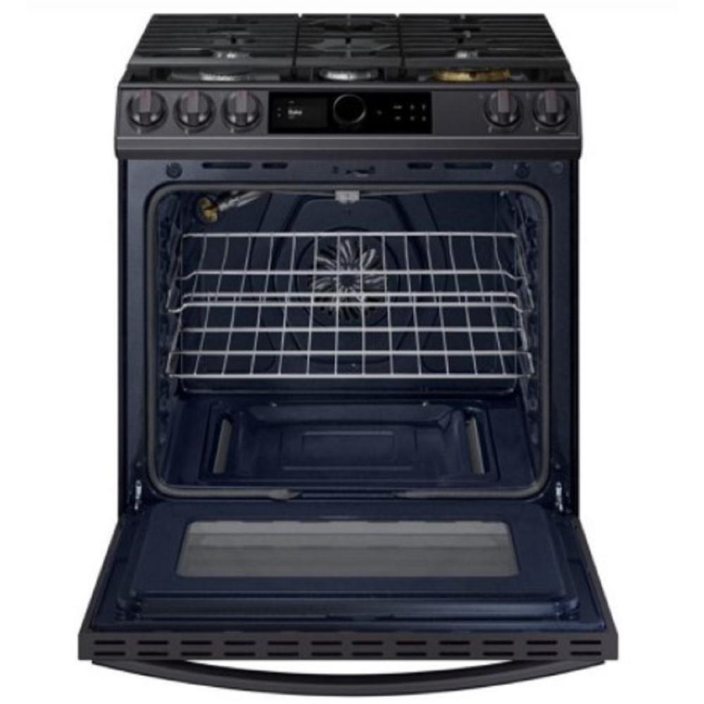 Samsung NX60T8711SG/AA 30" 6.0 cu.ft. Black Stainless Steel Slide-In Gas Range with 5 Burners and Air Fryer