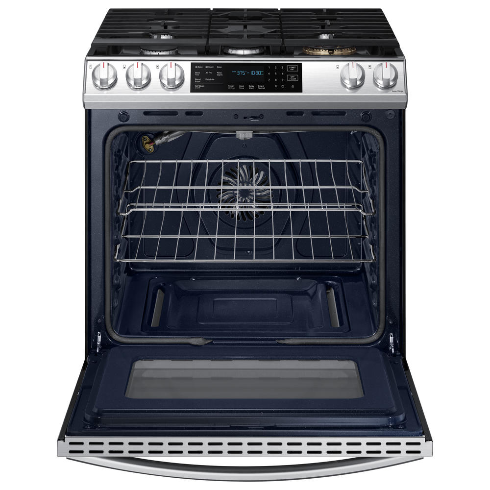 Samsung NX60T8511SS/AA 30" 6.0 cu.ft. Stainless Steel SlideIn Gas Range with 5 Burners and Air