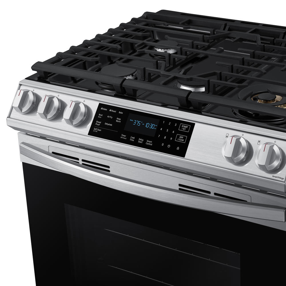 Samsung NX60T8511SS/AA 30" 6.0 cu.ft. Stainless Steel SlideIn Gas Range with 5 Burners and Air