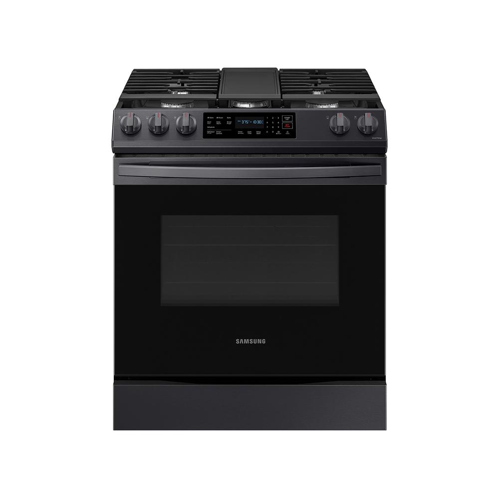 Samsung NX60T8311SG/AA 6.0 cu. ft. Smart Slide-in Gas Range with Convection in Black Stainless Steel with 5 Burners