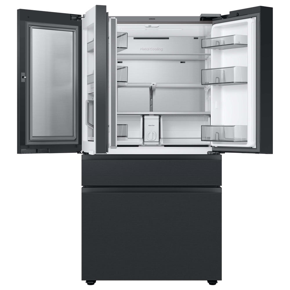 Samsung RF23BB89008MAA Bespoke 4-Door French Door Refrigerator (23 cu. ft.) with Family Hub&#8482; Panel in Charcoal Glass & Matte Black Steel, Counter Depth