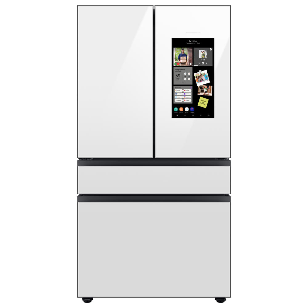 Samsung RF23BB8900AWAA Bespoke 4-Door French Door Refrigerator (23 cu. ft.) &#8211; with Family Hub&#8482; Panel in White Glass, Counter Depth &#8211; PANEL READY
