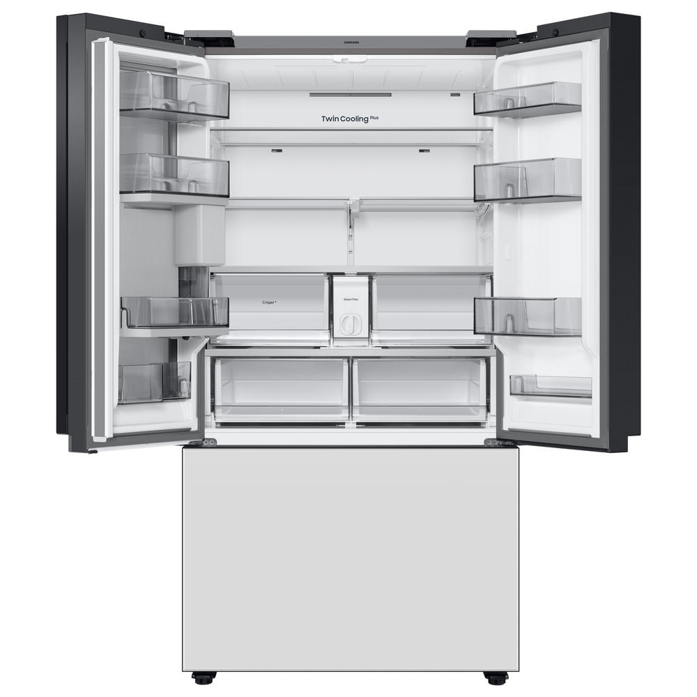 Samsung RF30BB6900AWAA Bespoke 3-Door French Door Refrigerator (30 cu. ft.) &#8211; with Family Hub&#8482; Panel in White Glass, Standard Depth - PANEL READY