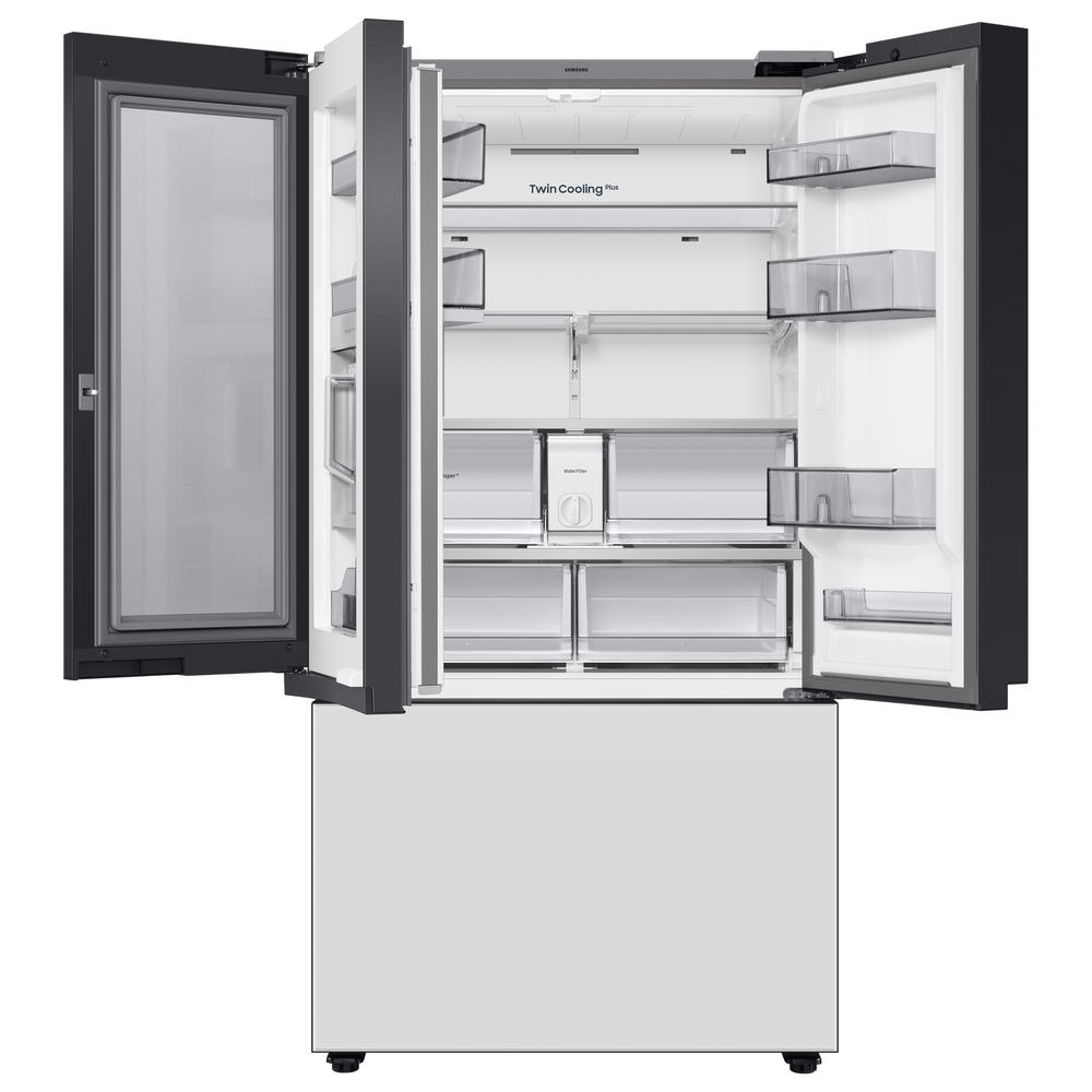 Samsung RF30BB6900AWAA Bespoke 3-Door French Door Refrigerator (30 cu. ft.) &#8211; with Family Hub&#8482; Panel in White Glass, Standard Depth - PANEL READY