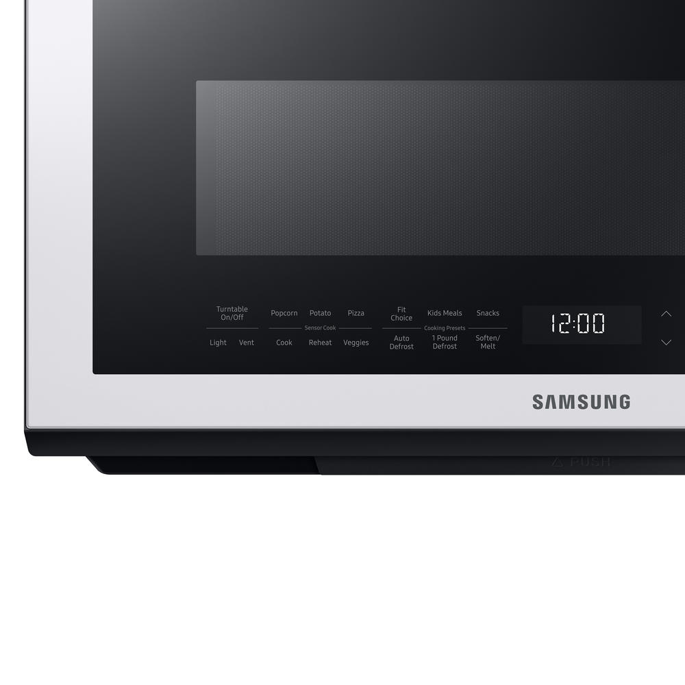 Samsung ME21B706B12/AA Bespoke Over-the-Range Microwave 2.1 cu. ft. with Sensor Cooking in White Glass