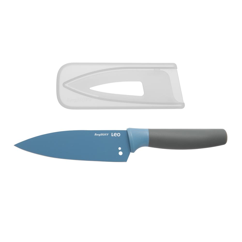 BergHOFF Leo 5.5" Stainless Steel Chef Knife with Herb Stripper, Blue