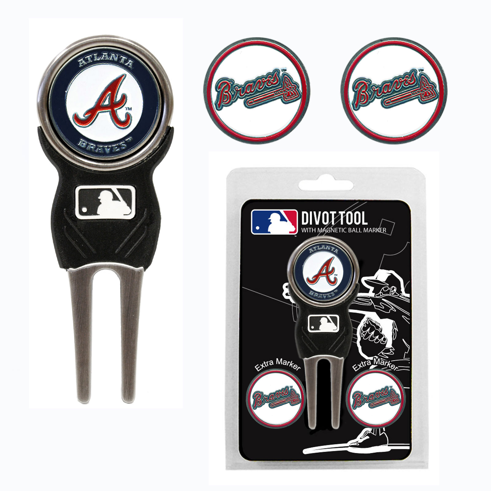 Team Golf MLB Divot Tool Pack With 3 Golf Ball Markers