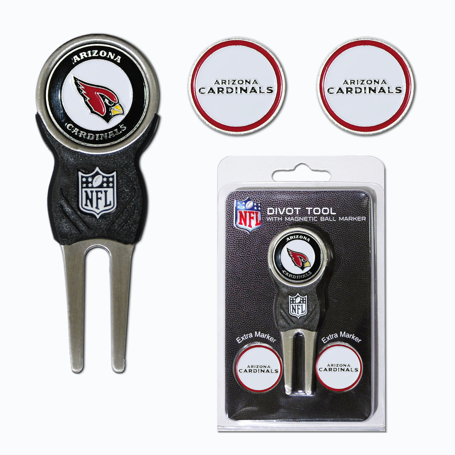 Team Golf NFL Divot Tool Pack With 3 Golf Ball Markers, Nickel Team Golf NFL Divot Tool Pack With 3 Golf Ball Markers, Nickel