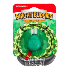 schwinn bright buddies light and lock value pack, turtle