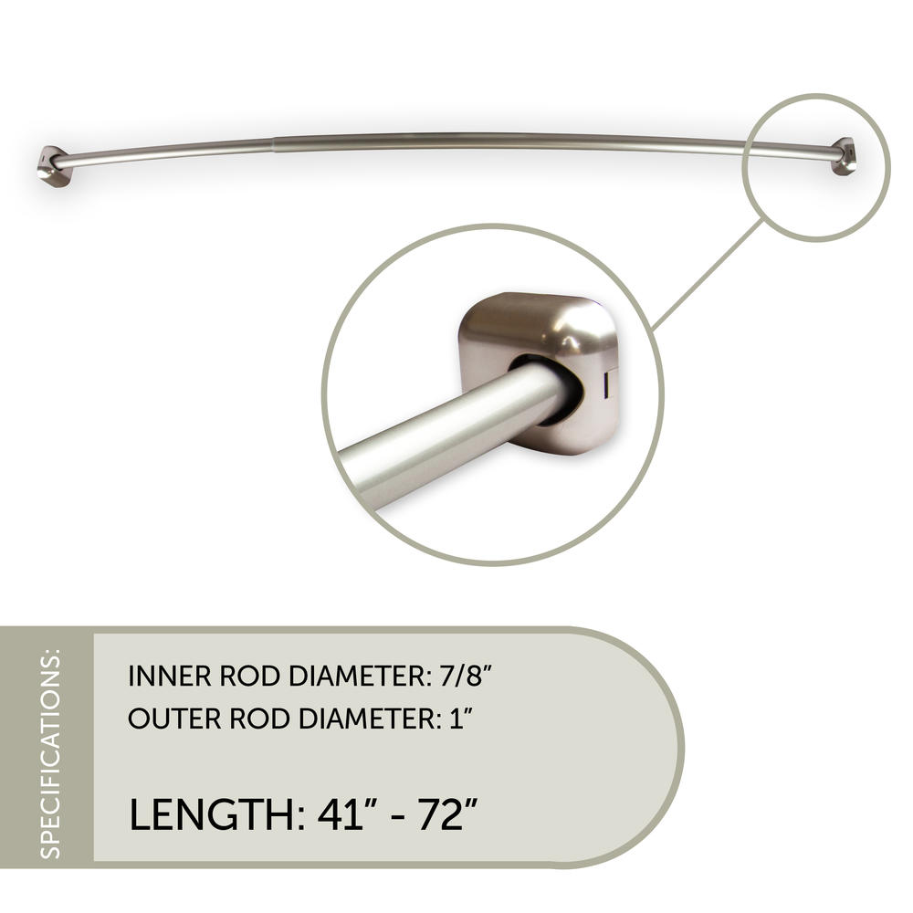 Rod Desyne 1" Rust-Prevention Curved Shower Curtain Rods