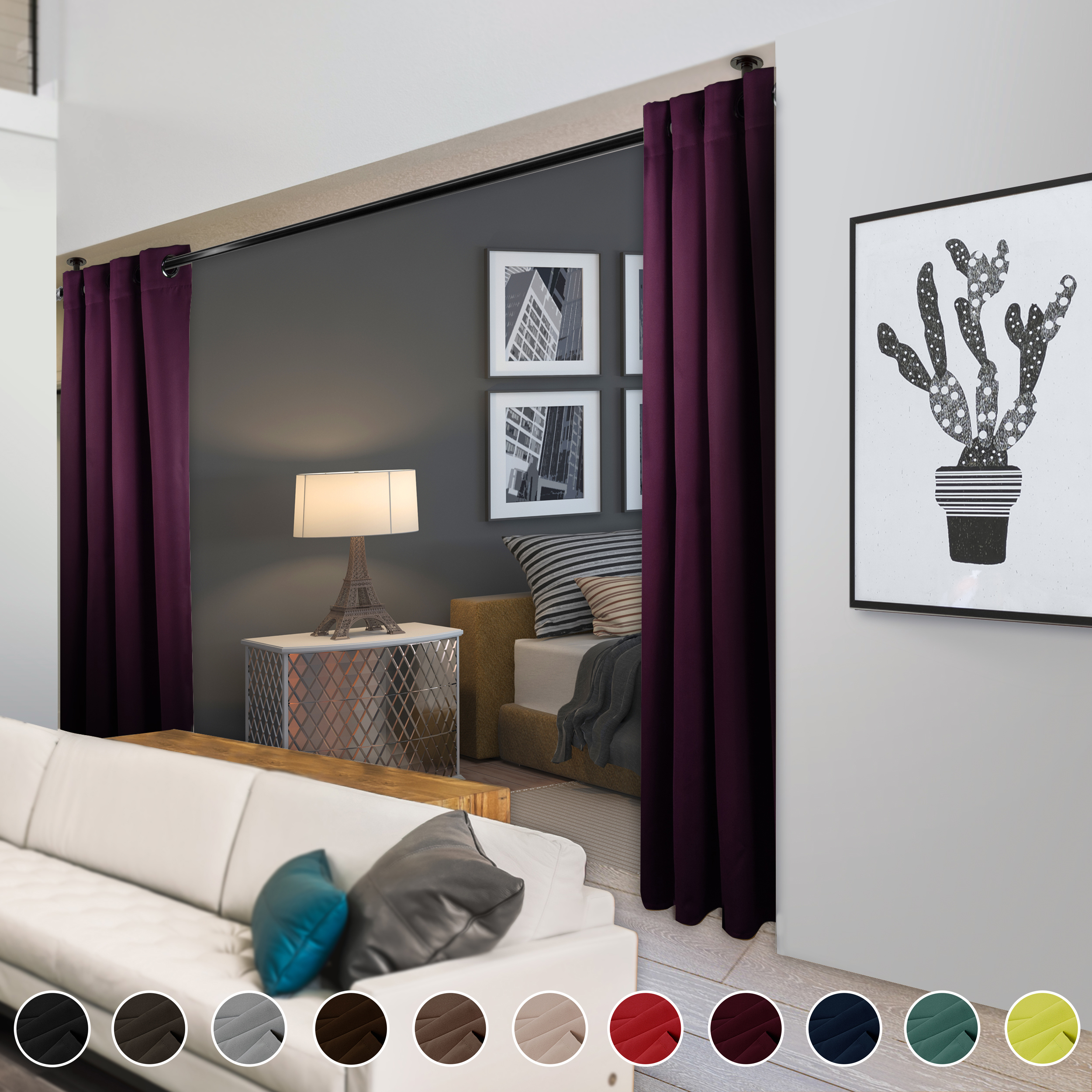 Rod Desyne Room Darkening Curtain 108 inch Height - 1 Panel - Purple Rod Desyne Room Darkening Curtain 108 inch Height - 1 Panel - Purple
