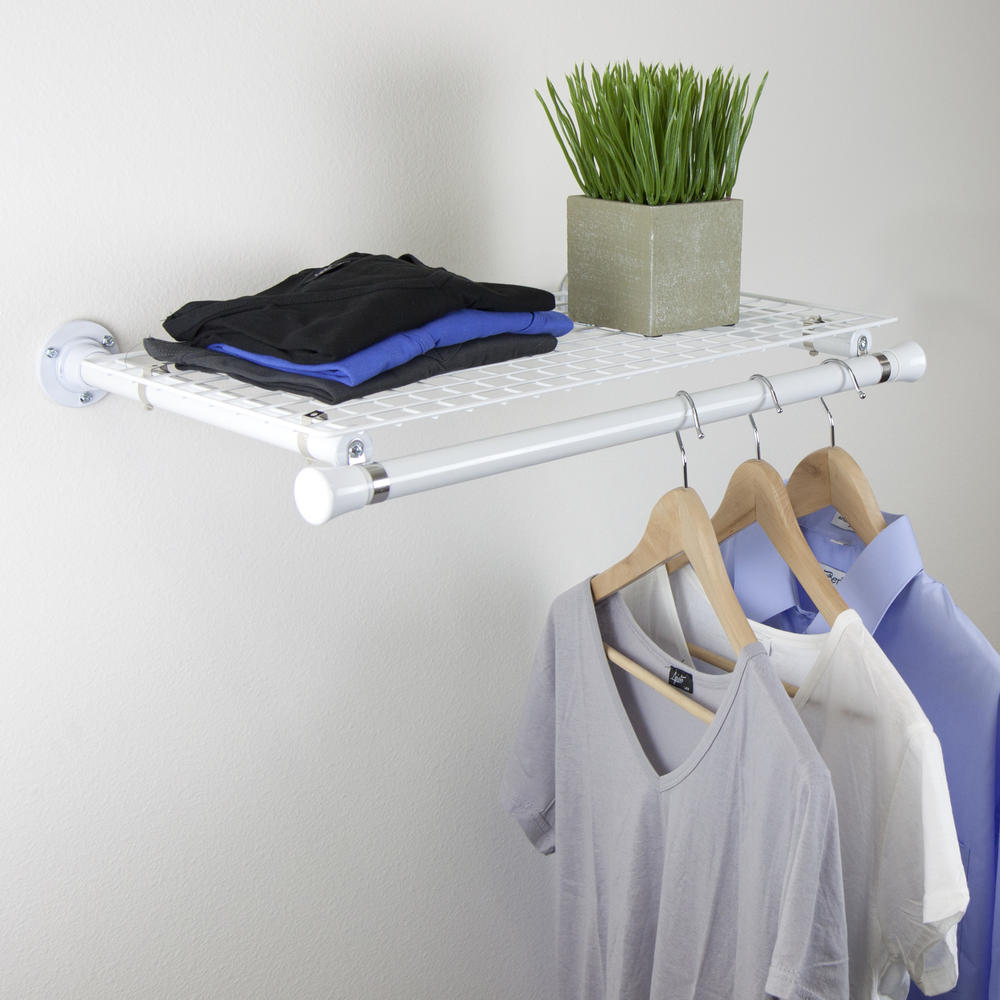 Rod Desyne Single Shelf with Hanger - White