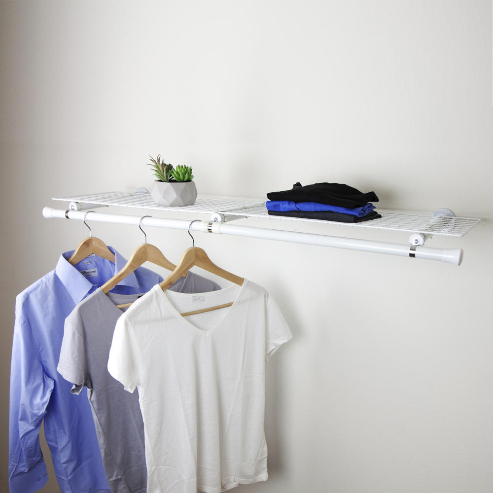 Rod Desyne Double Shelf with Hanger - White