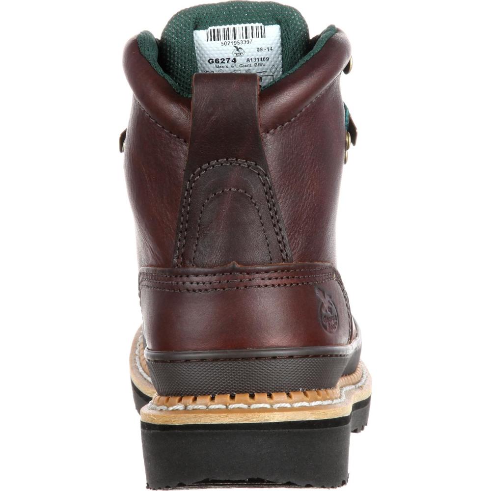 Georgia Boot Men&#8217;s Leather 6" Steel Toe Work Boot Wide Width Available - Brown