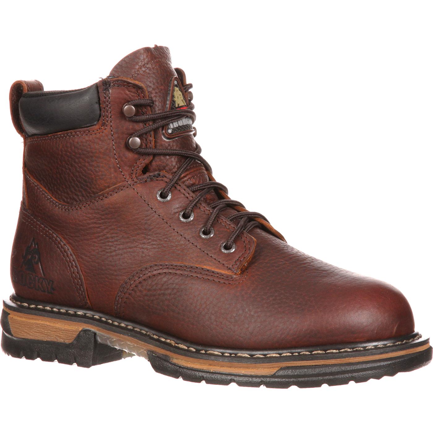 Rocky Men&#8217;s Leather 6" Steel Toe Ironclad Work Boot Wide Width Available - Brown