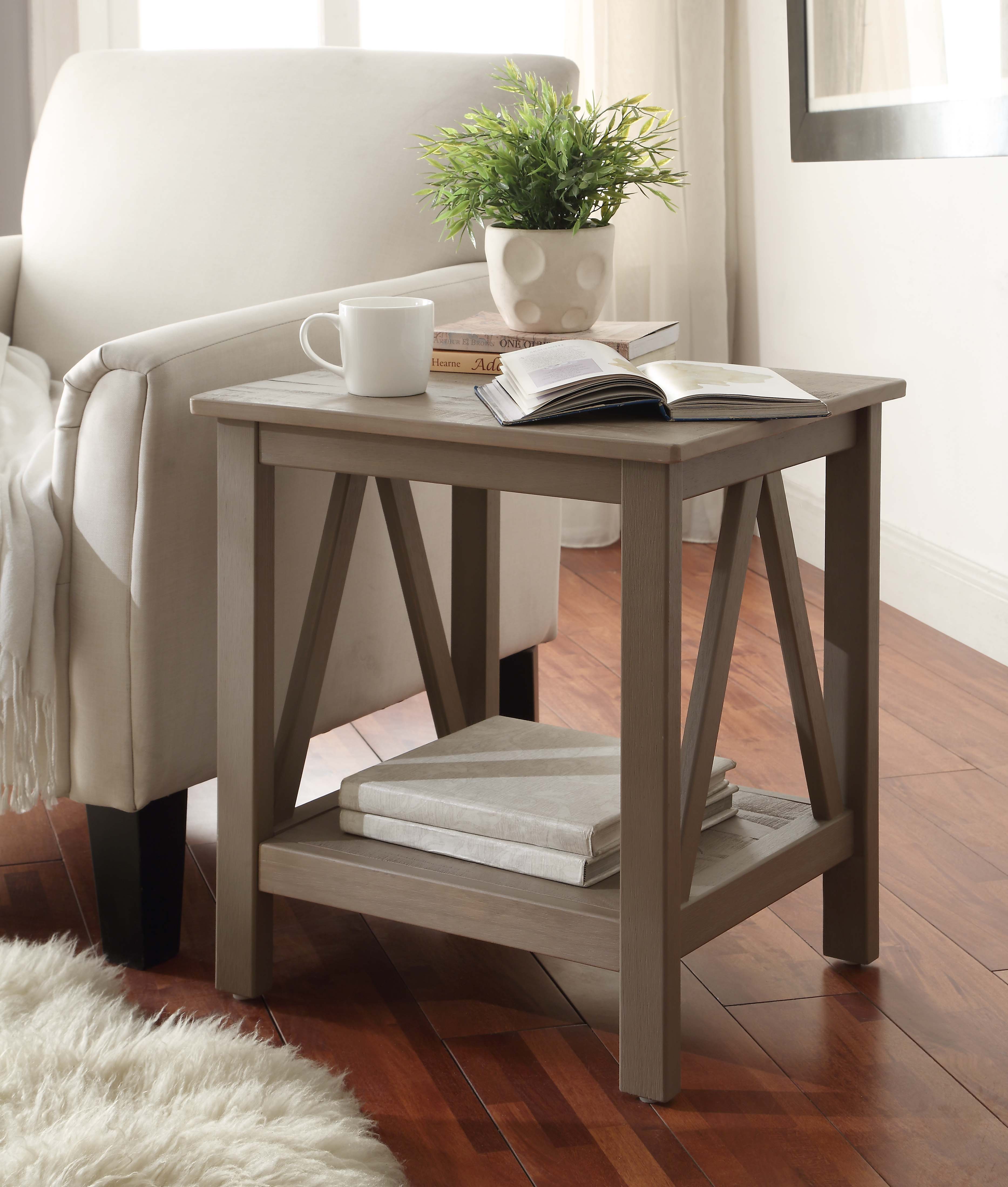 Linon Titian Rustic Gray End  Table  Linon Titian Rustic Gray End  Table