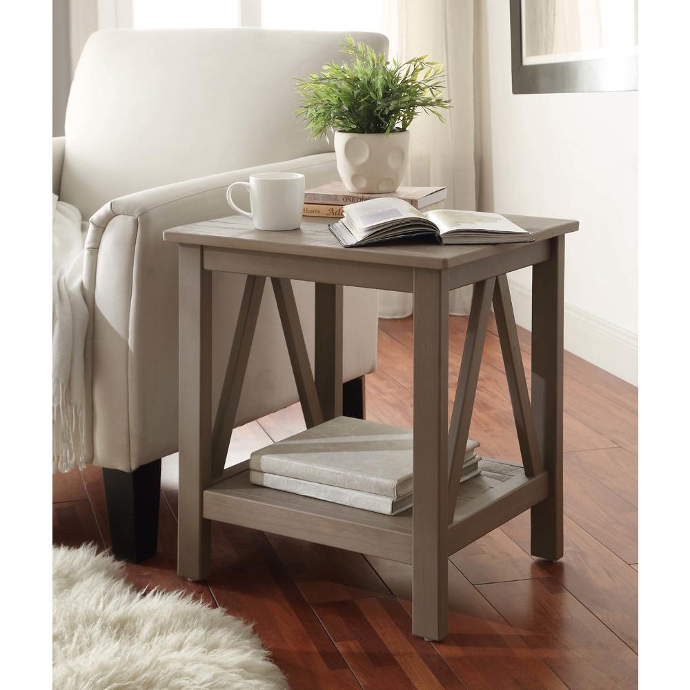 Linon Titian Rustic Gray End Table