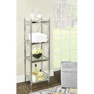 Linon Pinnacle Chrome and Glass Four Tier Shelf