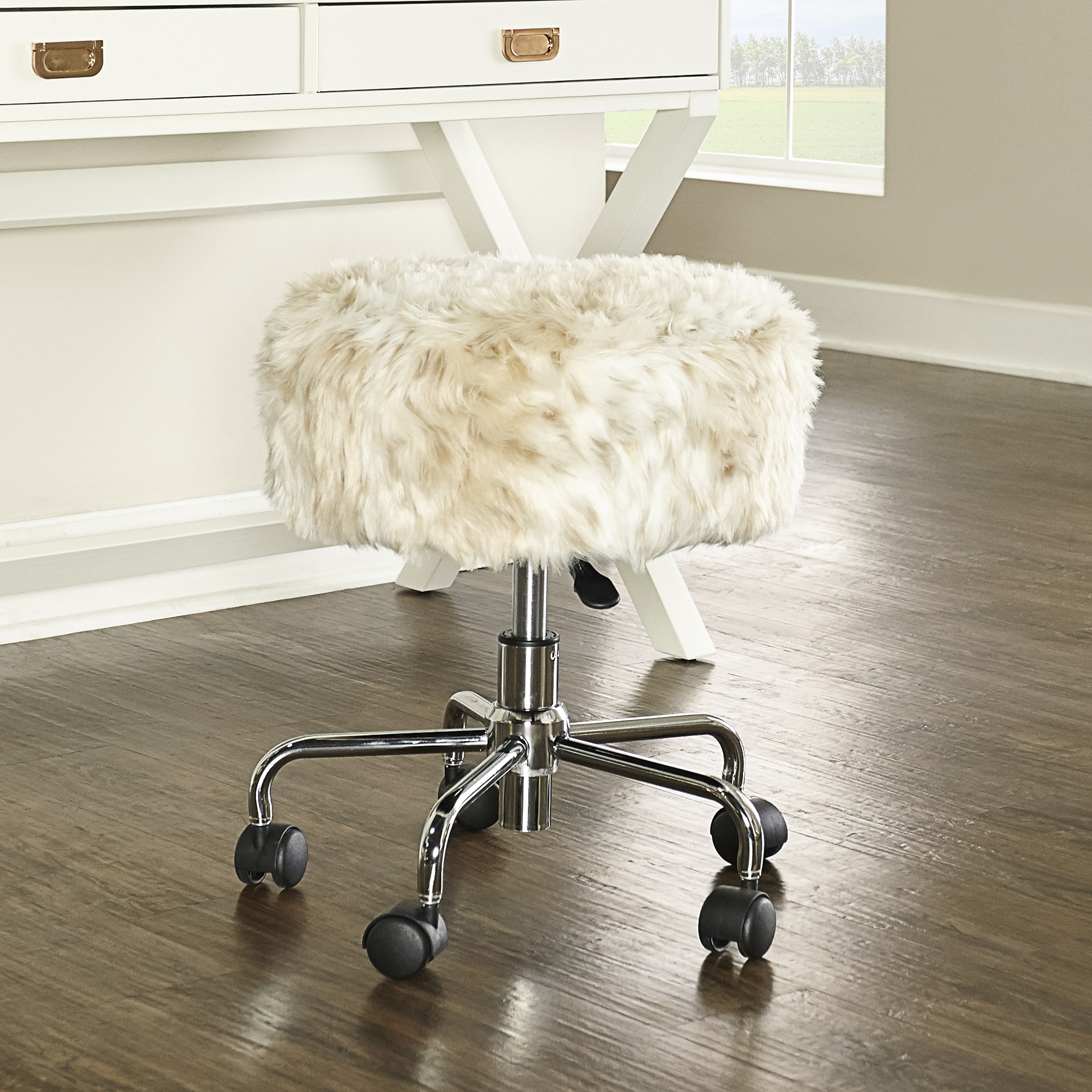 Linon Tillie Snow Leopard Stool, Beige & Tan Linon Tillie Snow Leopard Stool, Beige & Tan