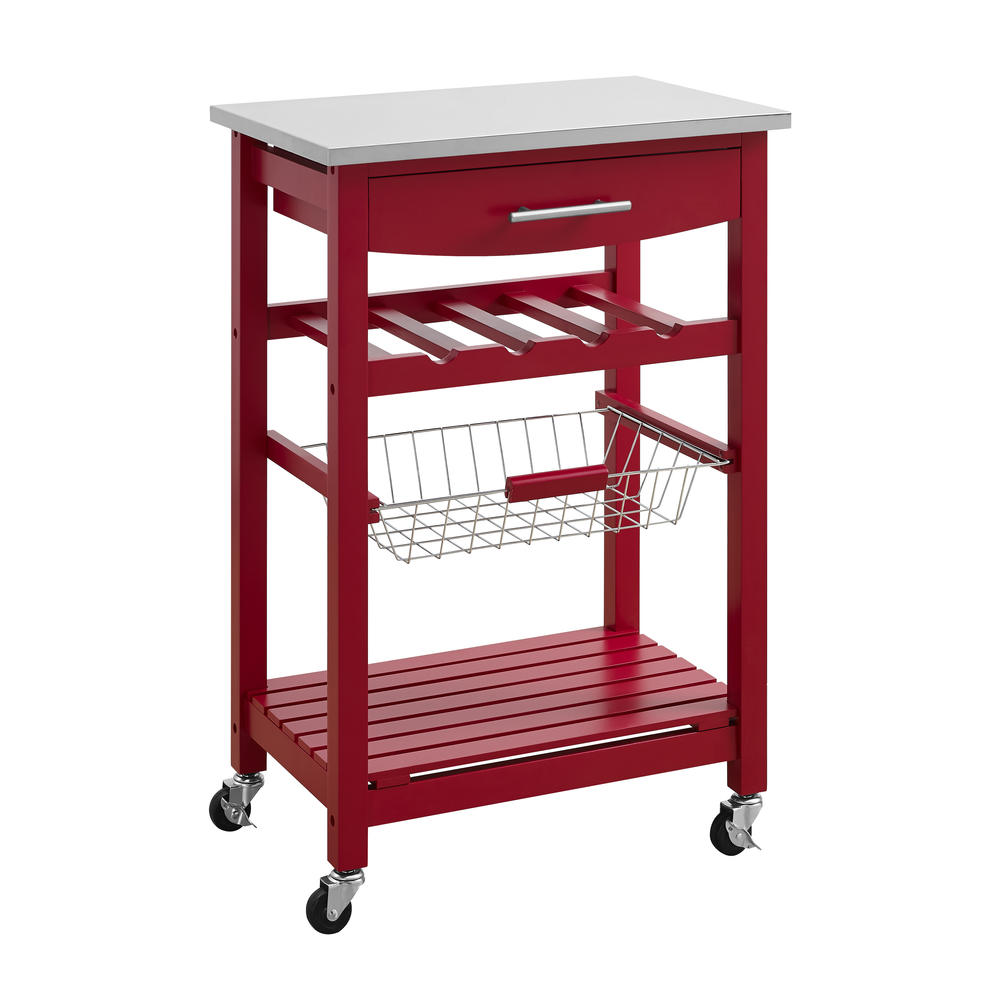 Linon Clarke Red Kitchen Cart