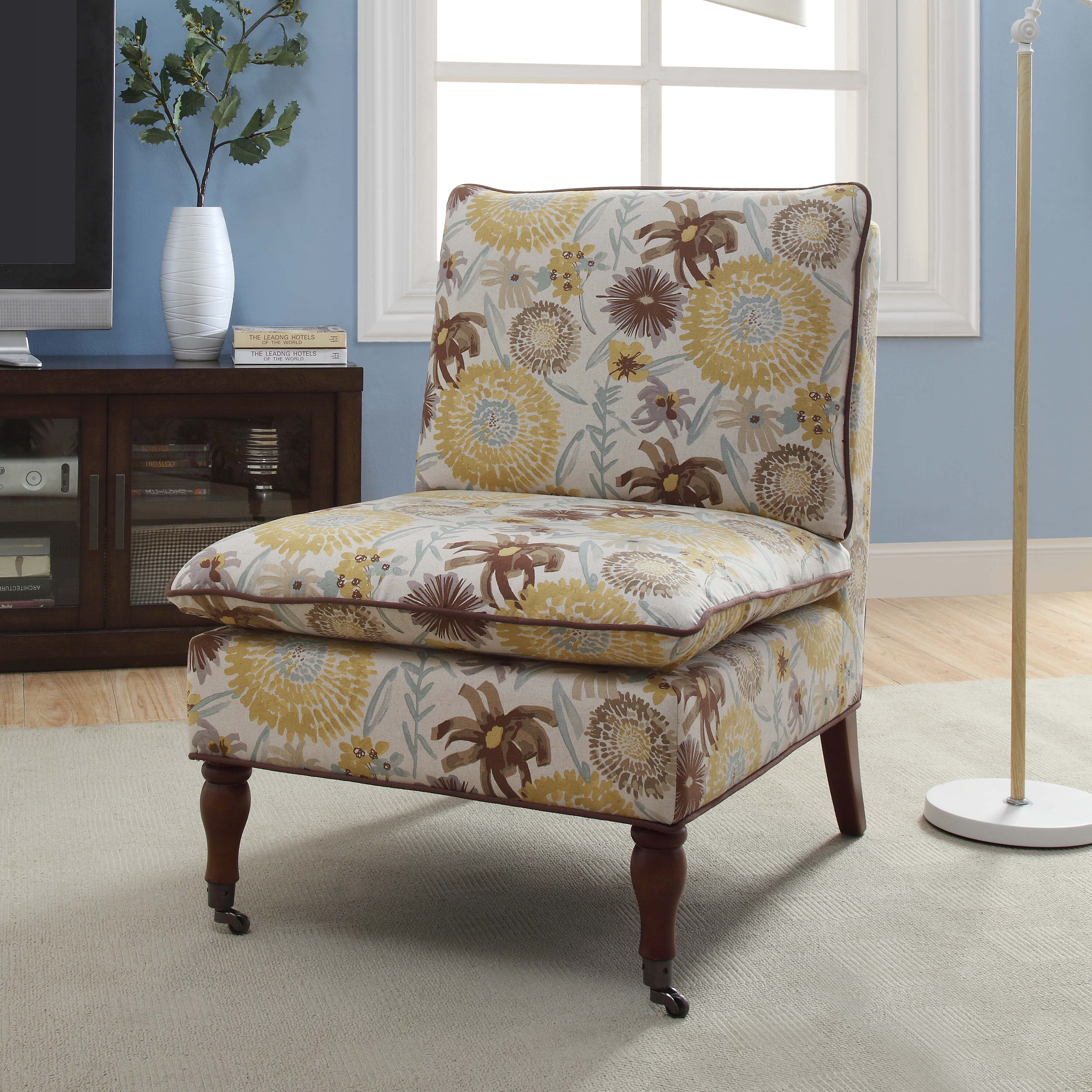 Linon Peggy Floral Pillow Top Slipper Chair