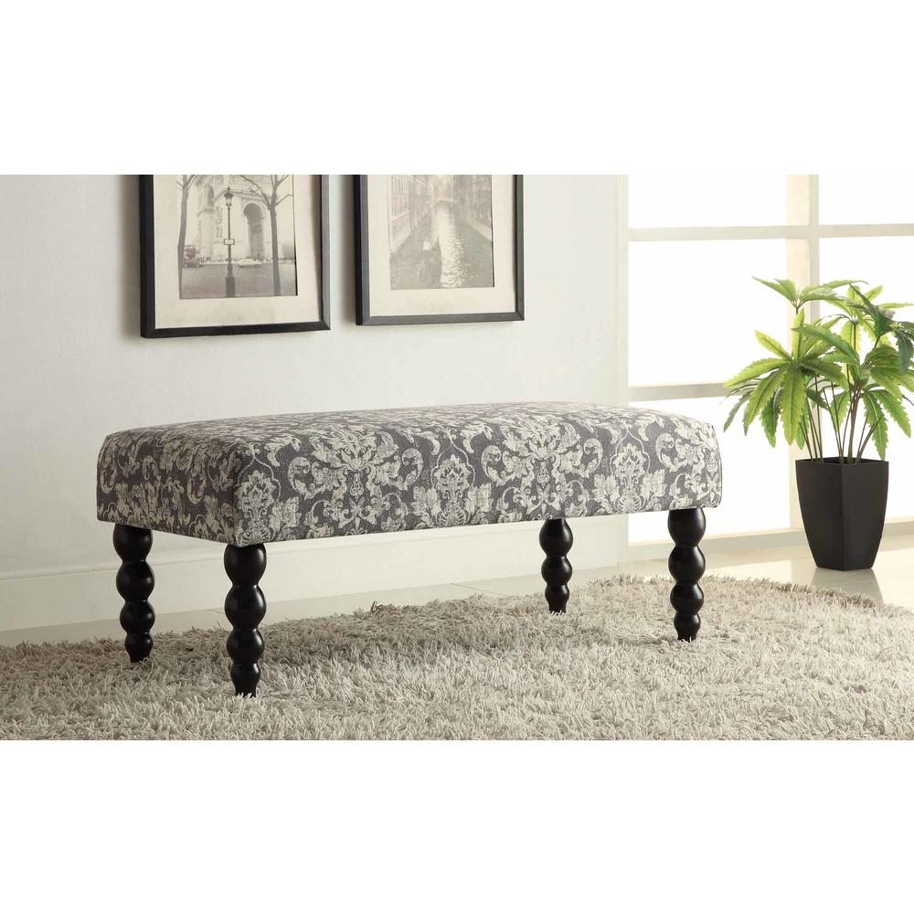 Linon Claire Bench, Gray Damask