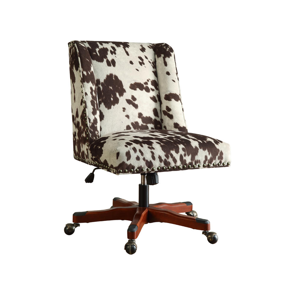 Linon Draper Office Chair Udder Madness Milk - Walnut Wood Base