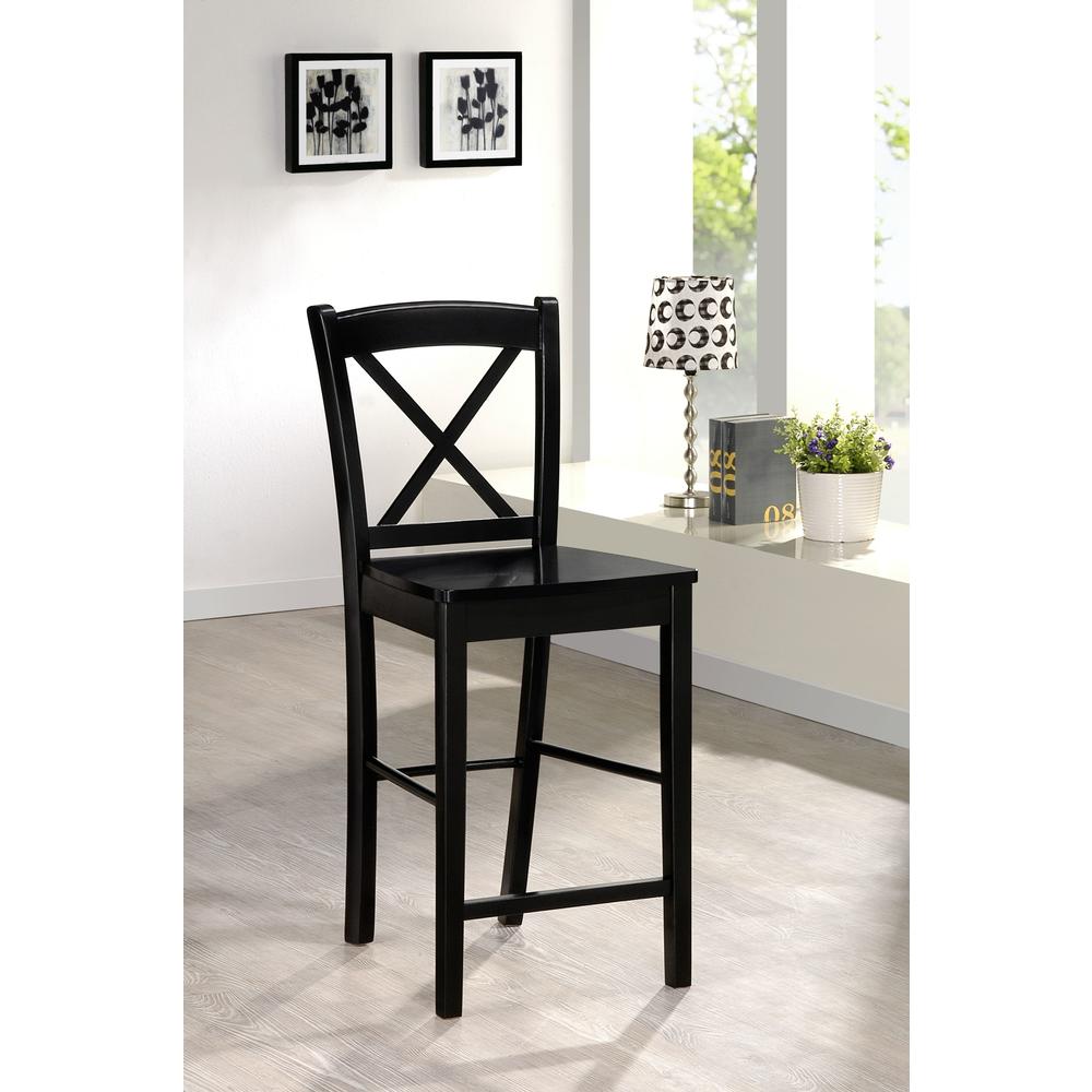 Linon Black X Back Bar Stool