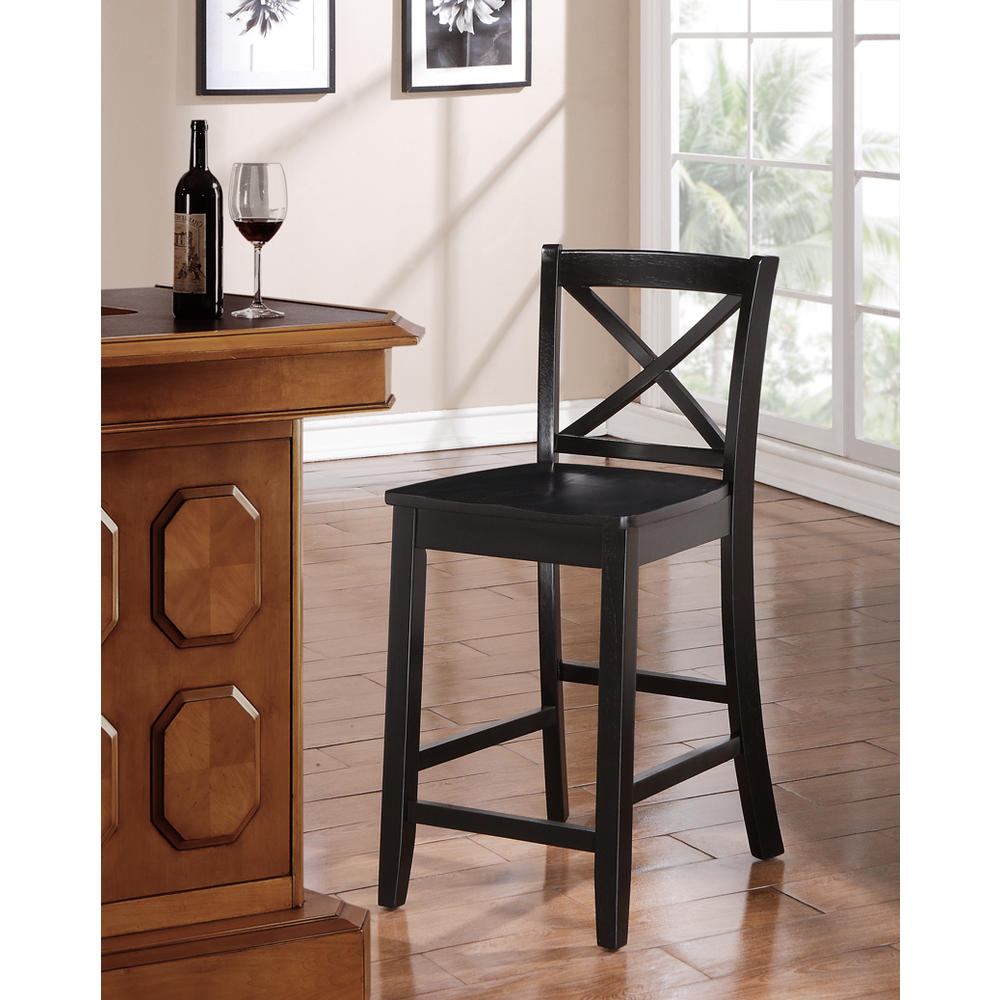 Linon Black X Back Counter Stool