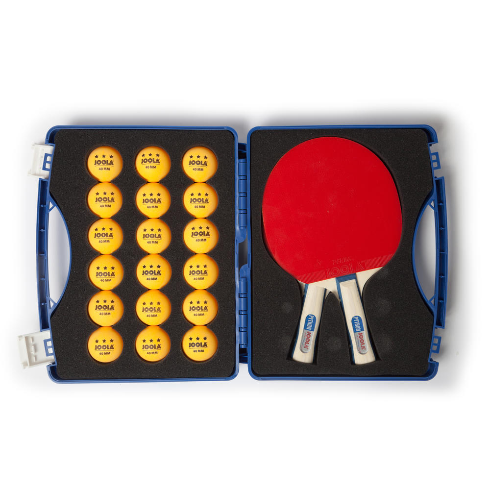 JOOLA  Competition Table Tennis Tour Case (Includes Two Python Rackets and 18 3-Star Balls)