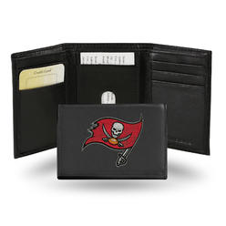 Rico 4" Red and Black NFL Tampa Bay Buccaneers Embroidered Trifold Wallet