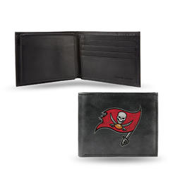 Rico 4" Black and Red NFL Tampa Bay Buccaneers Embroidered Billfold Wallet
