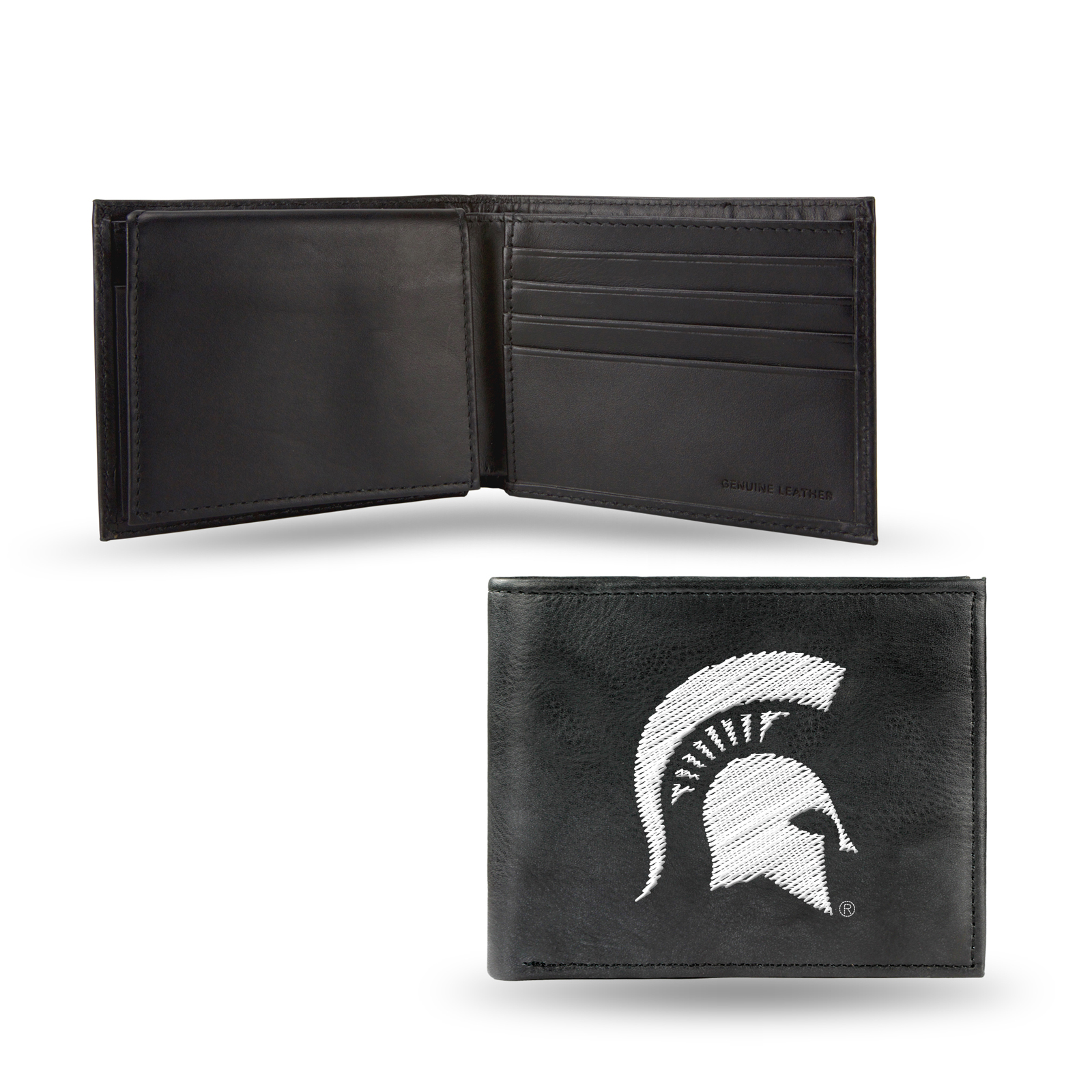 Rico Michigan State Spartans Men's Black Leather Bi-fold Wallet