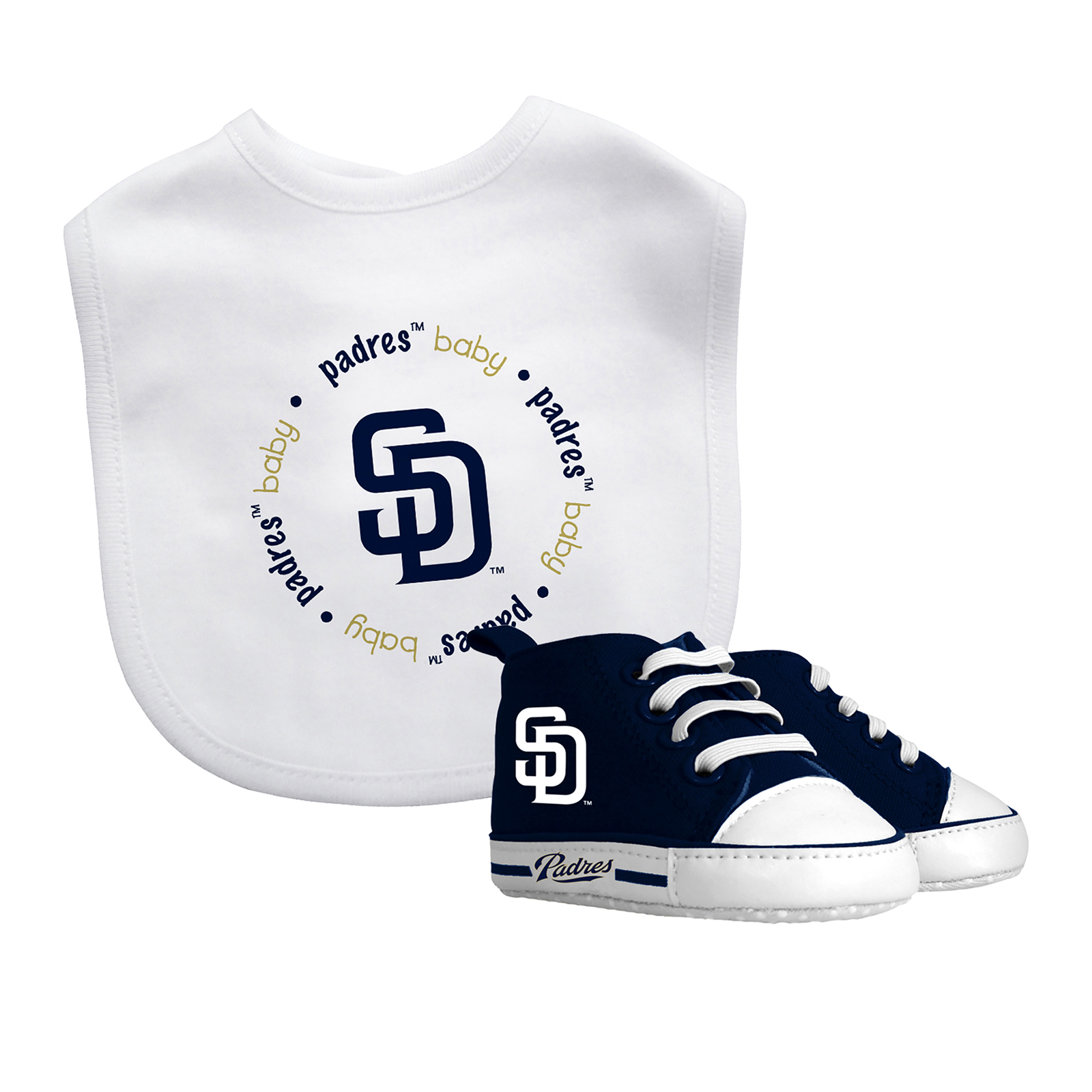 Baby Fanatic San Diego Padres MLB Bib and High Top Pre-walker Set