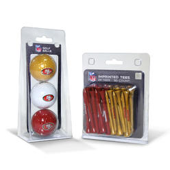 Team Golf Nfl San Francisco 49Ers Logo Imprinted Golf Balls (3 Count) 2-34 Regulation Golf Tees (50 Count), Multi Colored,One Si